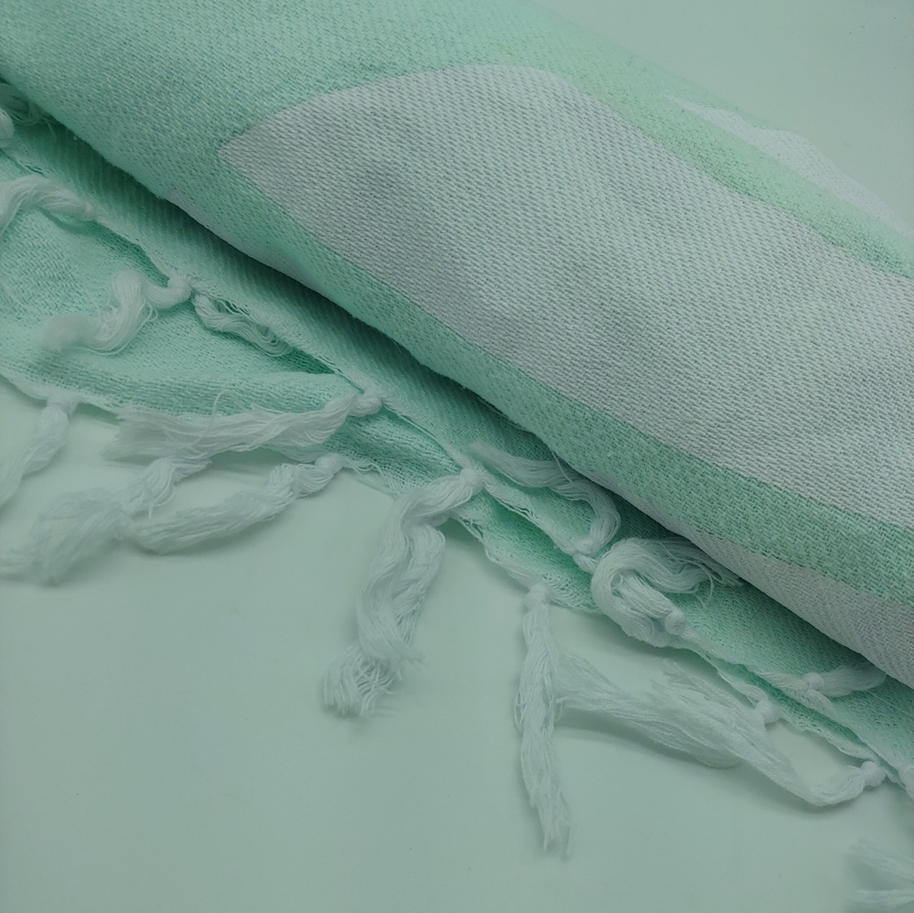 PINK VS sand waves Sun mint cotton beach blanket - Picture 3 of 8